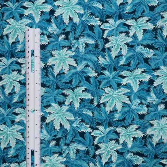 Blue & Teal Palm Fronds Fabric by The Kesslers for Andover Fabrics - 1/2 Yard - Picture 3 of 7